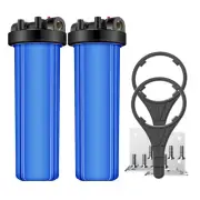 2Pack 20" x 4.5" Big Blue Water Filter Housing For Whole House - 1" Outlet/Inlet