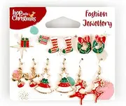 [FIL] 6 Pairs Christmas Earrings Set Party Jewellery Studs Dangle Crystal Xmas [Design: Set B]