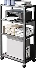 Printer Stand,4Tier Layers Storage Shelves,Wooden Partition Fax Machine Stand,for Fax Machine Scanner Files Books(Black)