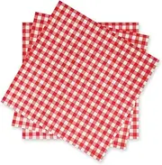 Disposable Red and White Gingham Paper Napkins (Pack of 50)