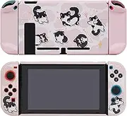 Kiloluv Pink Milk Cat Switch Protective Case Cover Skin, Soft TPU Cover Case Compatible with Nintendo Switch/OLED Mode (for Switch 2017)