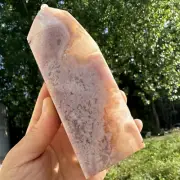 435g Natural SAKURA agate obelisk quartz crystal geode tower point healing gift
