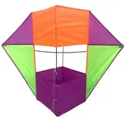 Stereo Colorful Cube Box Shape Kite with Handle Line Outdoor Toy for Adult Purple green