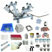 Brand New Full Set 4 Color 1 Station Silk Screen Printing Kit Press DIY Printer