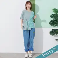 在飛比找樂天市場購物網優惠-betty’s貝蒂思 鬆緊牛仔刺繡長褲(淺藍)