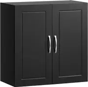 Wall Storage Cabinet Double Doors Black
