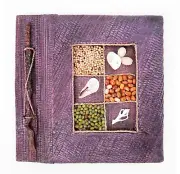 Small handmade photo album PURPLE dyed tree bark handmade paper SPICE 8"x7" new