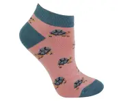 Ladies Bamboo Trainer Socks | Miss Sparrow | Breathable Low Cut Socks for Women - Turtles (Pink)