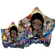 Colorful Painting Three Little Birds and Fairies Towel with Hood