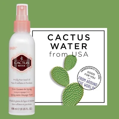 Hask Cactus Water 5 in 1 Leave-in Spray Prickly Pear Seed Oil Hair 6 OZ 2 Pack