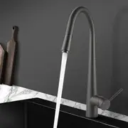 ACA Gunmetal Grey Round Pull Out Kitchen Sink Mixer Tap 360 degree swivel Solid Brass