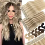 100% Remy Human Hair Clip in Hair Extensions Half Head One Piece Weft Lowlights