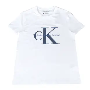 CK Calvin Klein 經典LOGO交叉牛仔小C大K造型短袖T恤(男款/白)