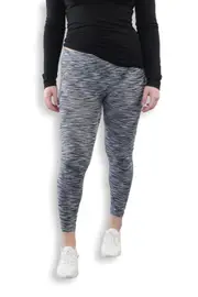 Ladies Leggings Yoga Activewear Abstract Lines Black or Blue Marle (76052)