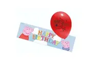 Peppa Pig Happy Birthday Banner With Balloons Set (Pack of 6) (Multicoloured) (One Size)