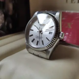 早期 Telux 鐵力士 太陽圈銀面 勞力士款 蠔式 機械錶 Datejust automatic watch  梅花titoni eta2824機芯16234