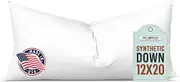 Pillowflex Synthetic Down Pillow Insert - 12x20 Down Alternative Pillow, Ultra Soft, Small Rectangle, Lumbar, Travel, Neck, Sleeping Pillow - 1 Decorative Pillow Form