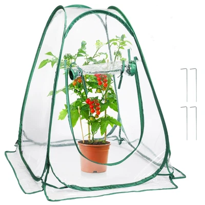 Lyellfe Pop Up Greenhouse Cover, PVC Mini Greenhouse with Nails, 28" x 28" x ...