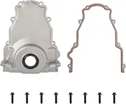 Aluminum LS Front Timing Cover with w/Crank Gasket and Bolts Set Compatible with Gen 3 Turbo Oil Drain Return, Gen III GM LS Series -10AN 551589