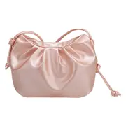 2 Pcs Dumpling Shape Women Day Clutch Bag Pleated Shoulder Messenger Pouch Small Ladies Soft Leather Crossbody Handbag