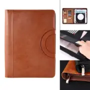 A4 Multifunctional Folder PU Leather Zipper Bag Notebook Business Travel Bag AU