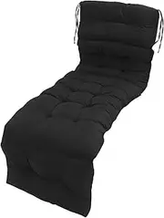 Replacement Patio Cushion for Lawn Pool, Chaise Lounge Cushion with Ties, Waterproof Polyester Fabric Lounge Chair Cushion for Indoor Outdoor Use, 78.74x21.65in (Black)