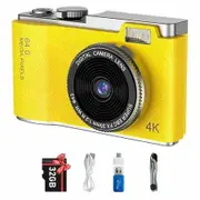 Kids Digital Camera,2.4 Inch TFT Display CCD Camera,32GB Card,48MP 8X Digital Zoom,Compact Retro Camera,Yellow