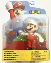 Super Mario: Fire Mario with Fireball, 4” figure series Jakks, New