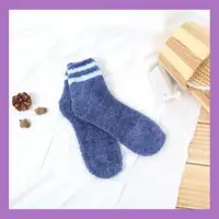 在飛比找momo購物網優惠-【WAJI 襪集】羽絨保暖襪-條紋款-藍色(台灣製造-冬季 