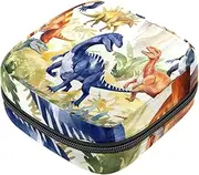Period Bag,Sanitary Napkin Storage Bag,Dinasour Cartoon Watercolor,Tampon Bag for Purse