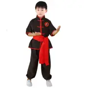 Kid Adult Kung Fu Uniform Traditional Chinese Clothing For Boys Girls Wushu Costume Suit Set Tai Chi Folk Performance Outfit black short sleeve 12...