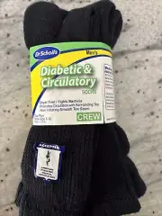 2 Pairs of Dr Scholl’s Black Diabetec & Circulatory Crew Socks Fits 7-12