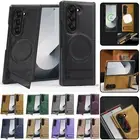 For Samsung Galaxy Z Fold 6 5 4 3 Mag Safe Kickstand PU Leather Shockproof Case