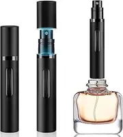 DIOHIO 8ml Perfume Atomizer Travel Refillable,Mini Cologne Dispenser, Bottom-Filling Fragrances Perfumes Bottle,Portable Sprayer Pocket Size for Women Men Cruise Car Trip Gift 2pcs (Black-Black)