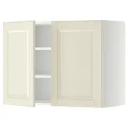 METOD wall cabinet with shelves/2 doors, white/Bodbyn off-white, 80x37x60 cm