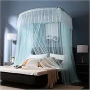 Mosquito Net Bed Canopy Lace Luxury 4 Corner Square Princess Fly Screen Floor Standing Canopy Curtain Palace Mosquito Net (Color : Green, Size : 1.8m Bed)