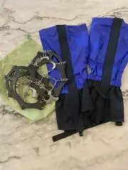 Snow Crampons Cleats Ice - gaiters 1 Pair for Blue/ Green Gators