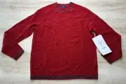 NWT Brooks Brothers Mens Sweater Red M Wool Donegal Tipped Crew Neck $119