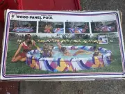 NOS Vintage 90s Intex Wet Set Inflatable 8' Kiddie Pool "Wood Panel"