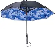 Sun Umbrella with Fan, Windproof UV Umbrella Rain Umbrella Portable Folding Compact Umbrella Cooling Fan for Outdoor Travel