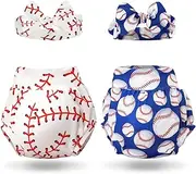 [Gicoherero] Baseball Bummies for Baby Girls Outfit Newborn Girl Cute Clothes My First High Waist Bloomers Headband Shorts Set Nursery Party Baseball Sisters Cheerleaders for The Game, Blue Red