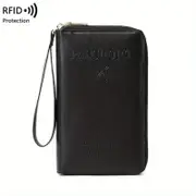 Travel Wallet Phone Holder Clutch Travel Purse with Wrist Strap and Zipper,Black
