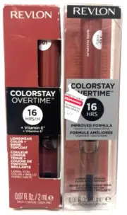 (2) Revlon Colorstay Overtime Liquid Lip Color NIP Pearl 350 - Bare Maximum