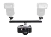 One Hiro Metal 12" Twin Flash Bracket Kit Two Metal Cold Shoe Adapters NEW