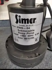 Submersible Sump Pump 1/4 Hp By Simer Model 2504-04