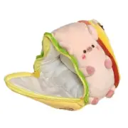 Sandwich Piggy Keyring Adorable Soft Mini Cartoon Pig Coin Purse Bag Accessory