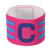 12.2x2.5" Soccer Captain C Armband, Nylon Unisex Elastic Arm Badge, Rose Red