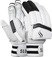 SLUGGER Cricket GO Plus Men's Batting Gloves - Lightweight PVC Material, White Leather - Enhanced Grip and Protection for Superior Performance | White & Black