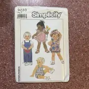 Uncut Simplicity Sewing Pattern 9233 - Toddler's Jumpsuit, Romper, Size 2