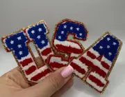 USA Letters Patches Iron On Glue On Sew On American Flag Patches 4th July Set